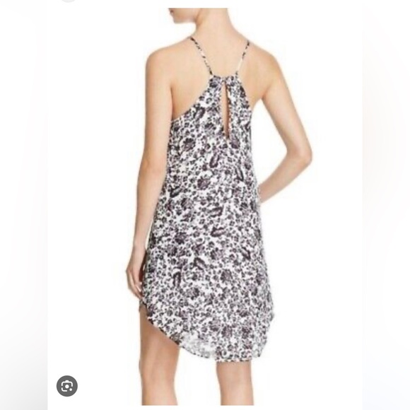 NWOT Aqua Black & White Floral Meadow Chiffon Lace Inset Slip Dress - Size S - Picture 2 of 5